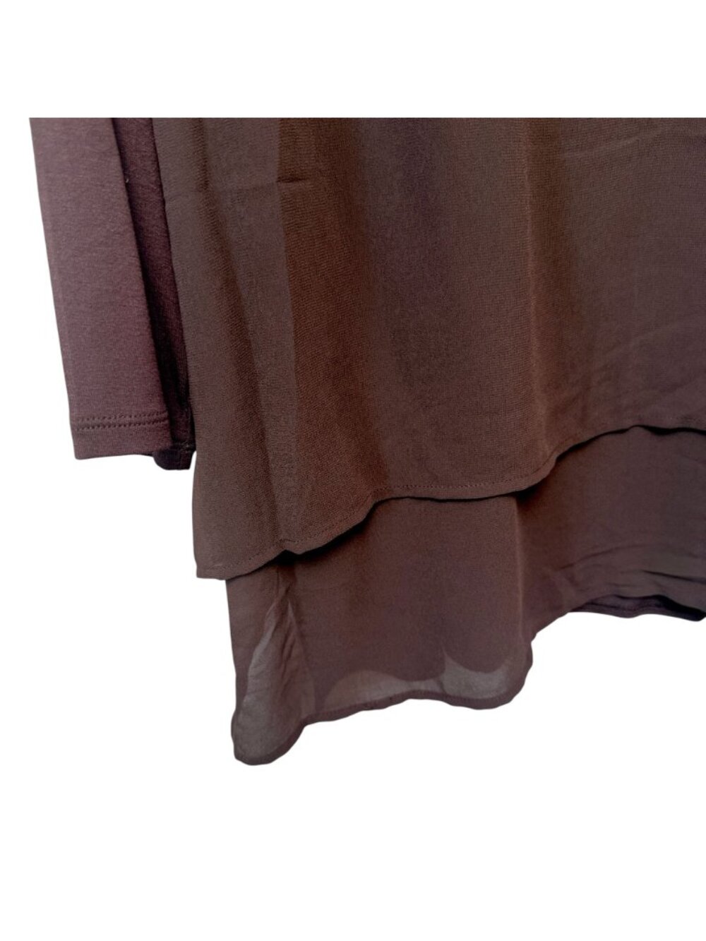 MICHAEL KORS Tunic Top Plus Size 1X Brown Stretch Knit Chiffon Blouse NWT - Picture 7 of 13